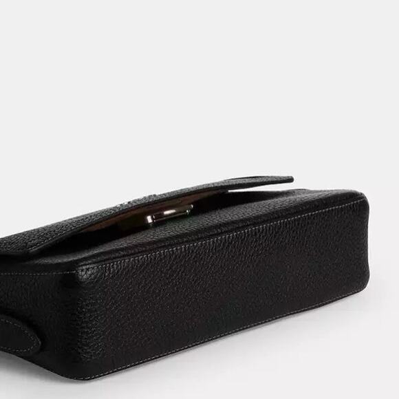 NWT Coach Etta Small Flap Shoulder Bag CCV64 Black Soft pebble leather - Picture 10 of 12